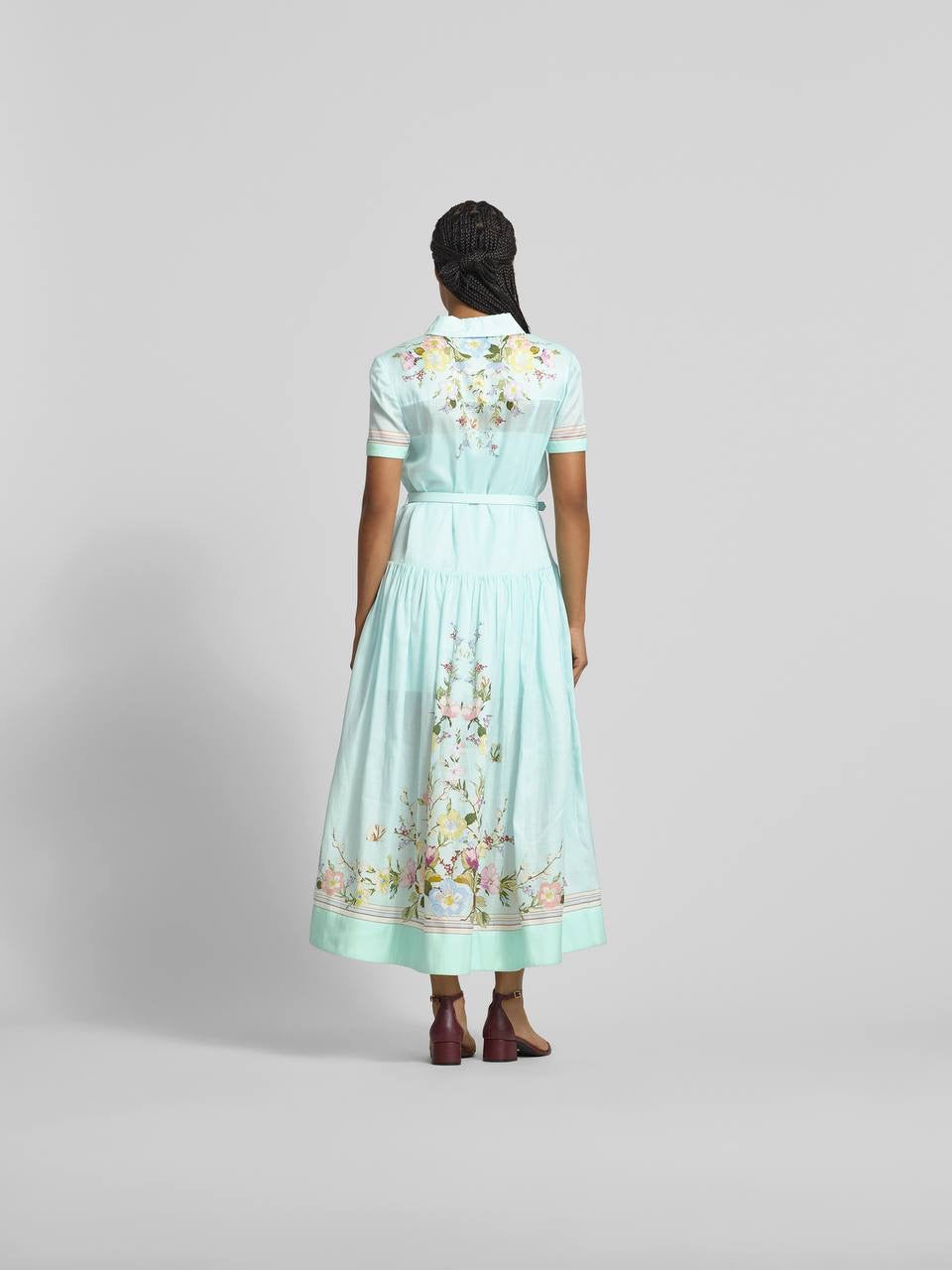 SP Mint Floral Organza Midi Dress