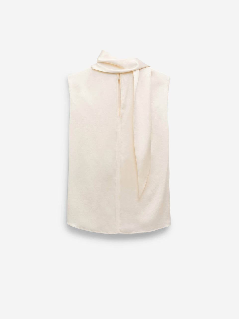 DS SENSE OF SHINE Sleeveless Silk Blouse Scarf Top