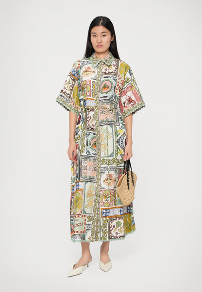 ALM Tommasina Linen Midi Dress Shirtdress