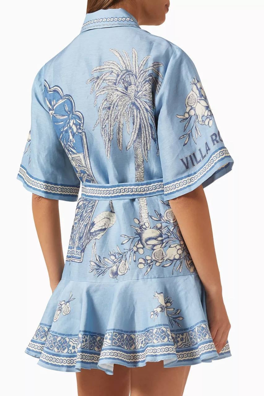 ALM Villa Romantica Linen-viscose Mini Dress ShirtDress