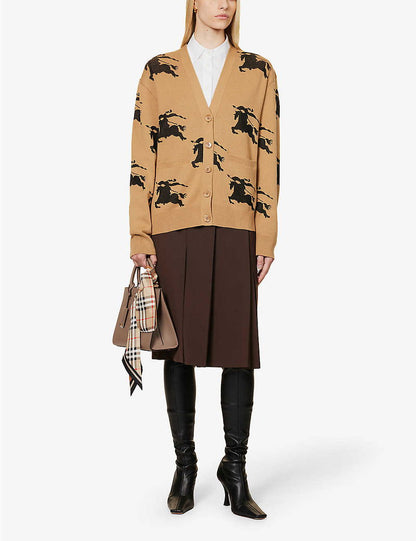 BBR Brittany Cotton Silk All-over Logo Cardigan in Tan EKD