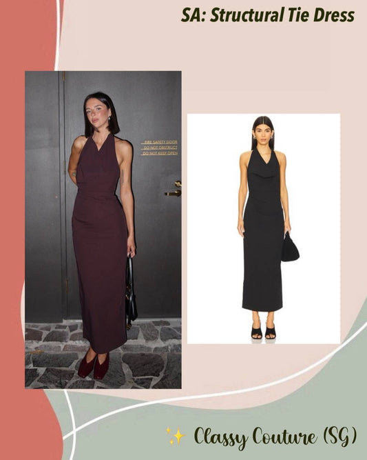 SA Structural Tie Halter Twill Midi Dress
