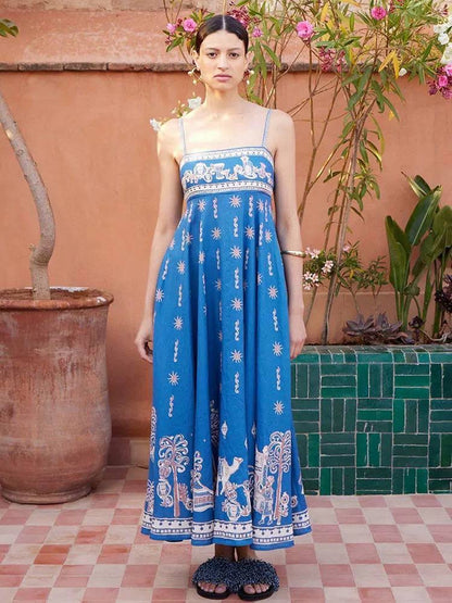 ALM Acacia Printed Linen Midi Dress Sundress