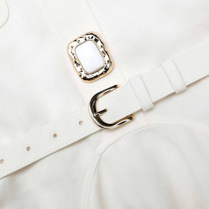 SP Cream Linen Sleeveless Flare Mini Dress