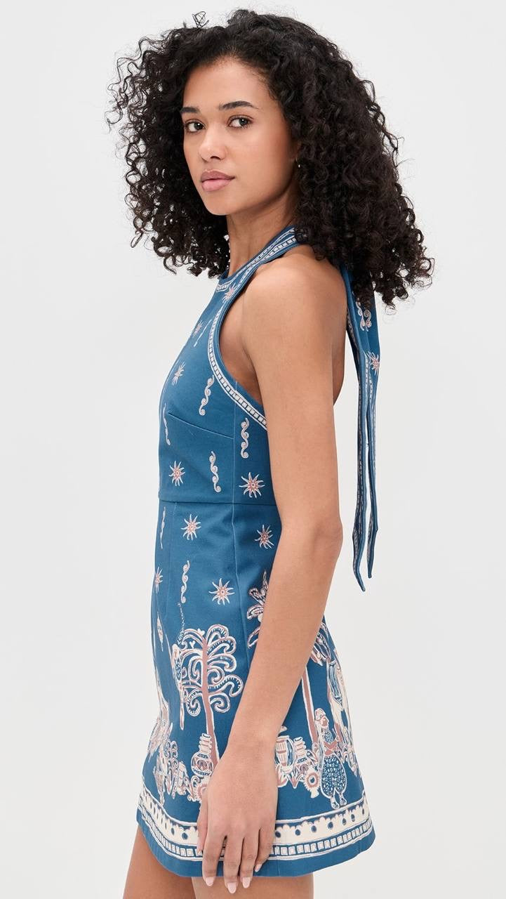 ALM Acacia Halter Ribbon Tie Mini Dress