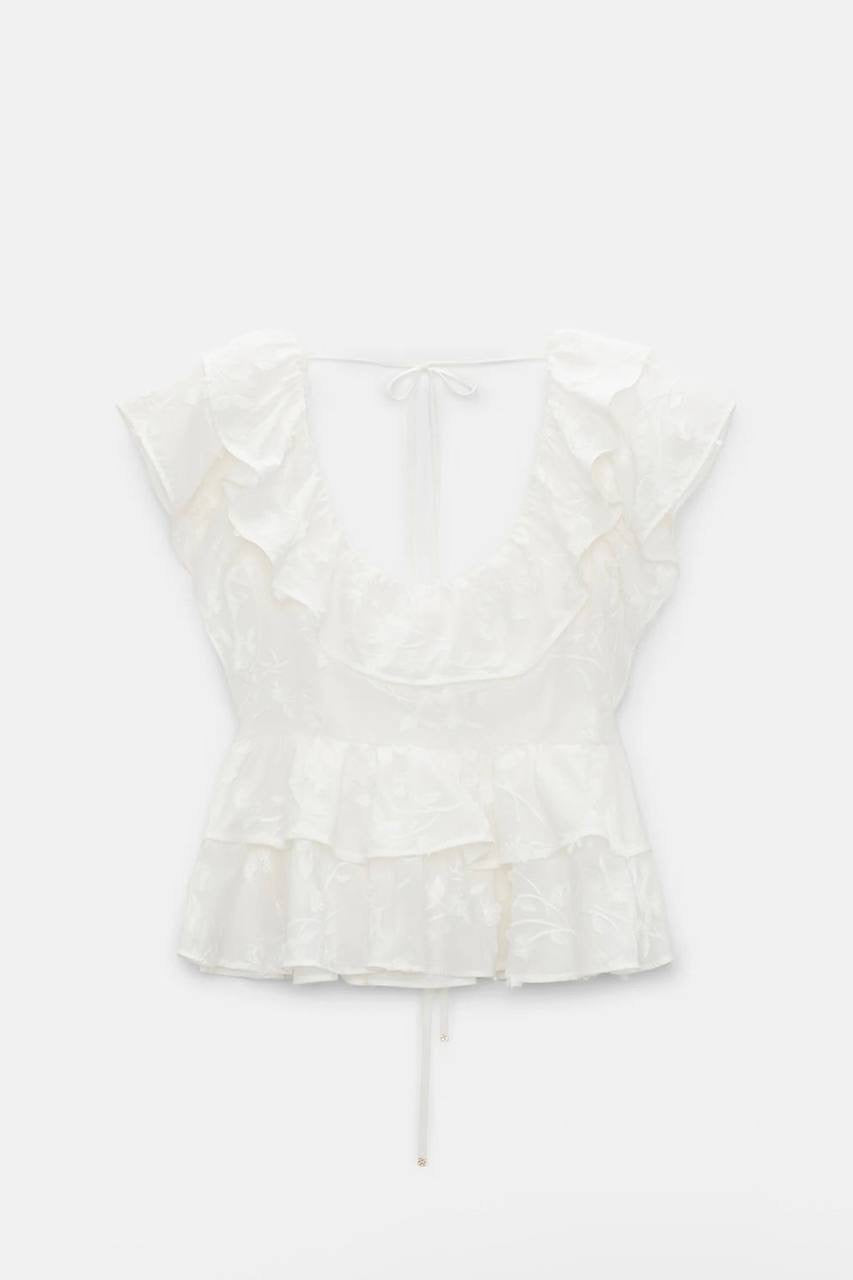 DS Light Volumes Ruffle Cotton Backless Top