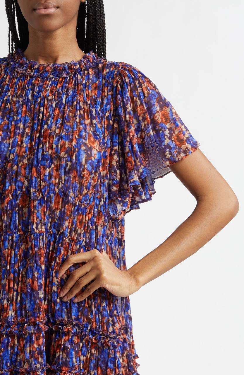 UJ Ryla Floral Silk Chiffon Mini Dress