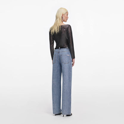 SP Croc Effect Front Zip Jeans
