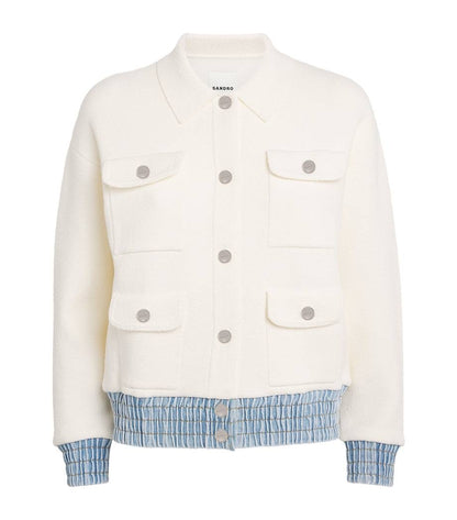 SD Bouclé Denim-Trim Cardigan Jacket
