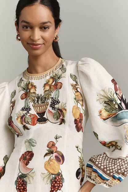 ALM Mercado Long Sleeved Linen Midi Dress