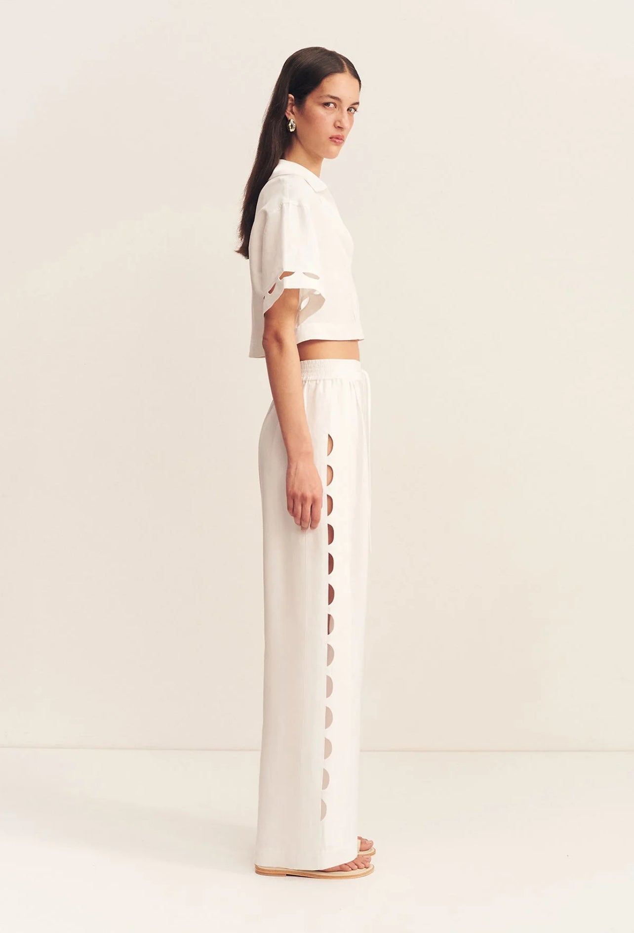 SJ Birdie Scallop Linen Cami Top | Scallop Pants | Set
