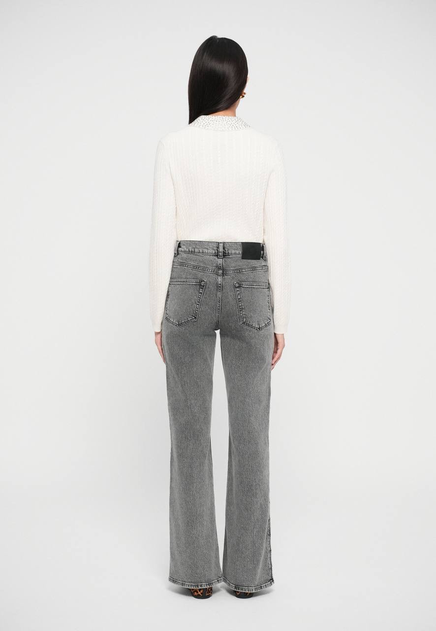 MJ Rhinestone Embellished Collar Cardigan