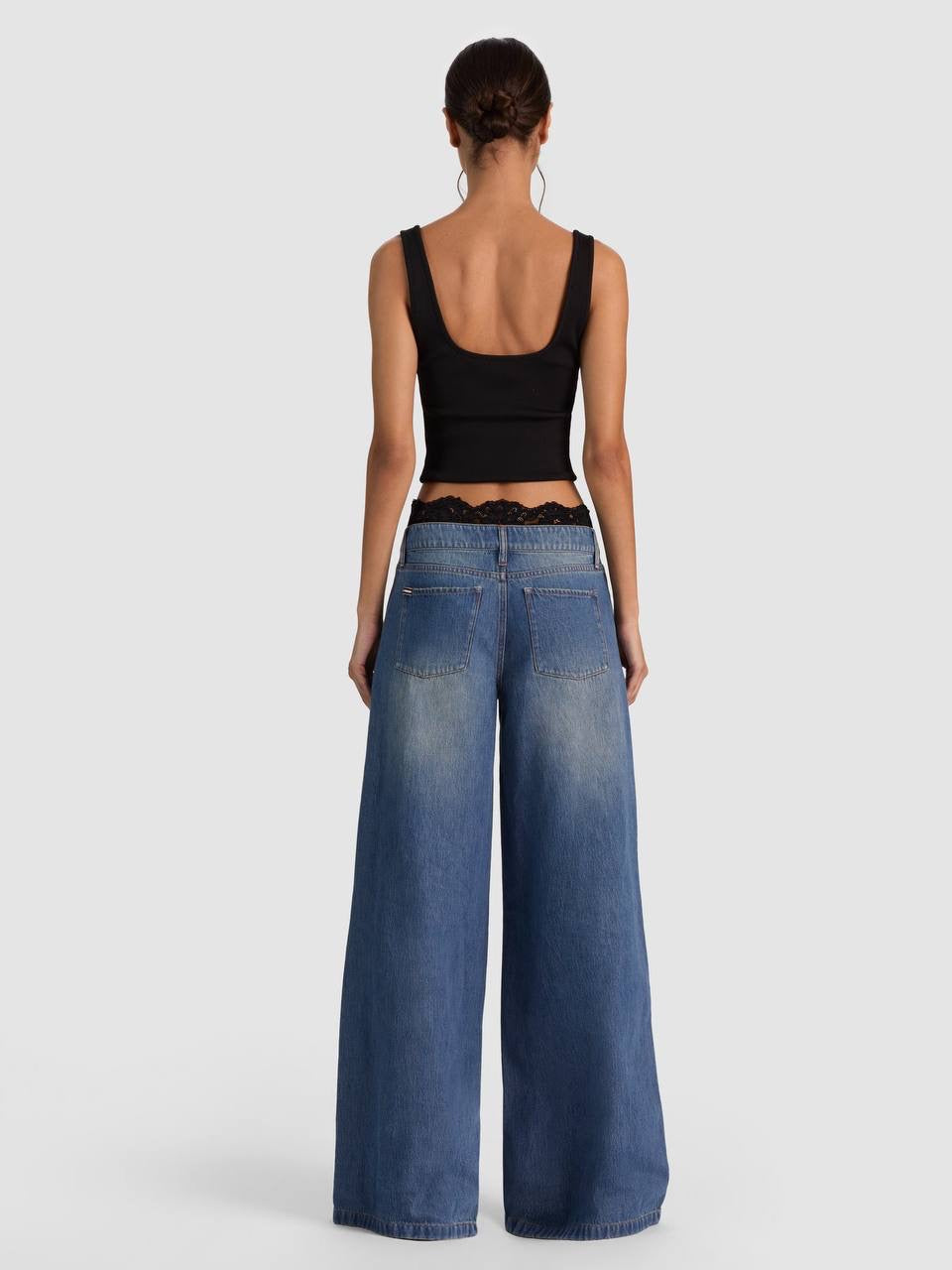 lan Lace Trim Mid-rise Baggy Wide-leg Jeans