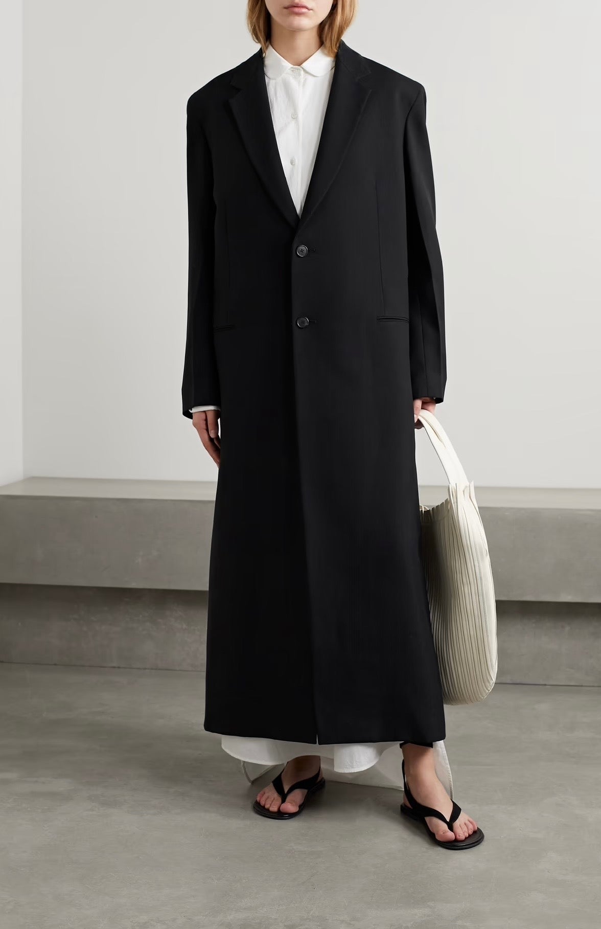 TR Cheval Oversized Wool-Mohair Coat in Black