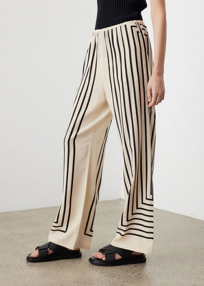 SALE! Tot Monogram Striped Silk Slacks Pants