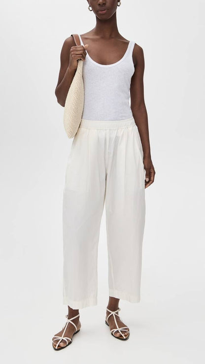 AA Spa Pleat Cotton Smock-waist Jogger Pants