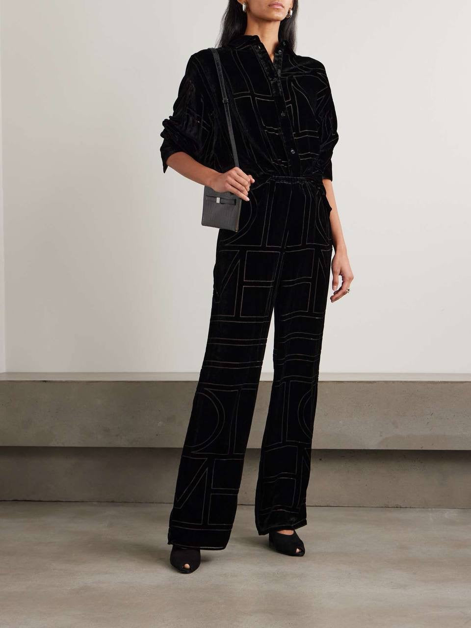 TOT Devoré-Velvet Shirt | Wide-Leg Pants | Monogram Viscose-Silk Set