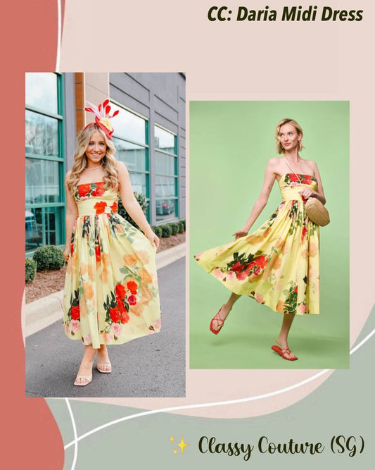CC Daria Strapless Cotton Midi Dress