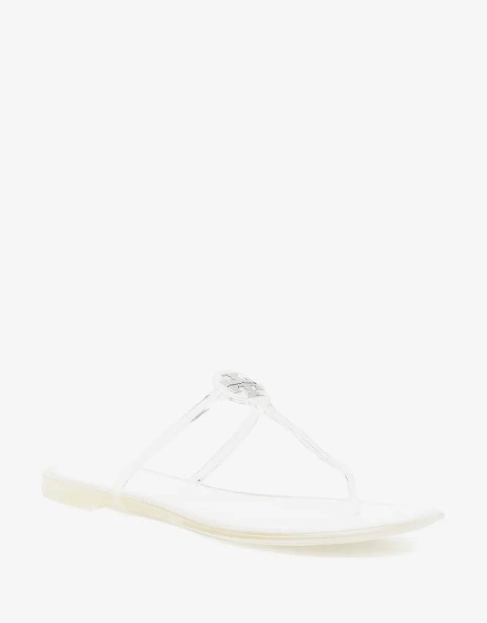 TB Mini Miller Flat Thong Flip Flops Clear Jelly Sandals in Glitter & Transparent