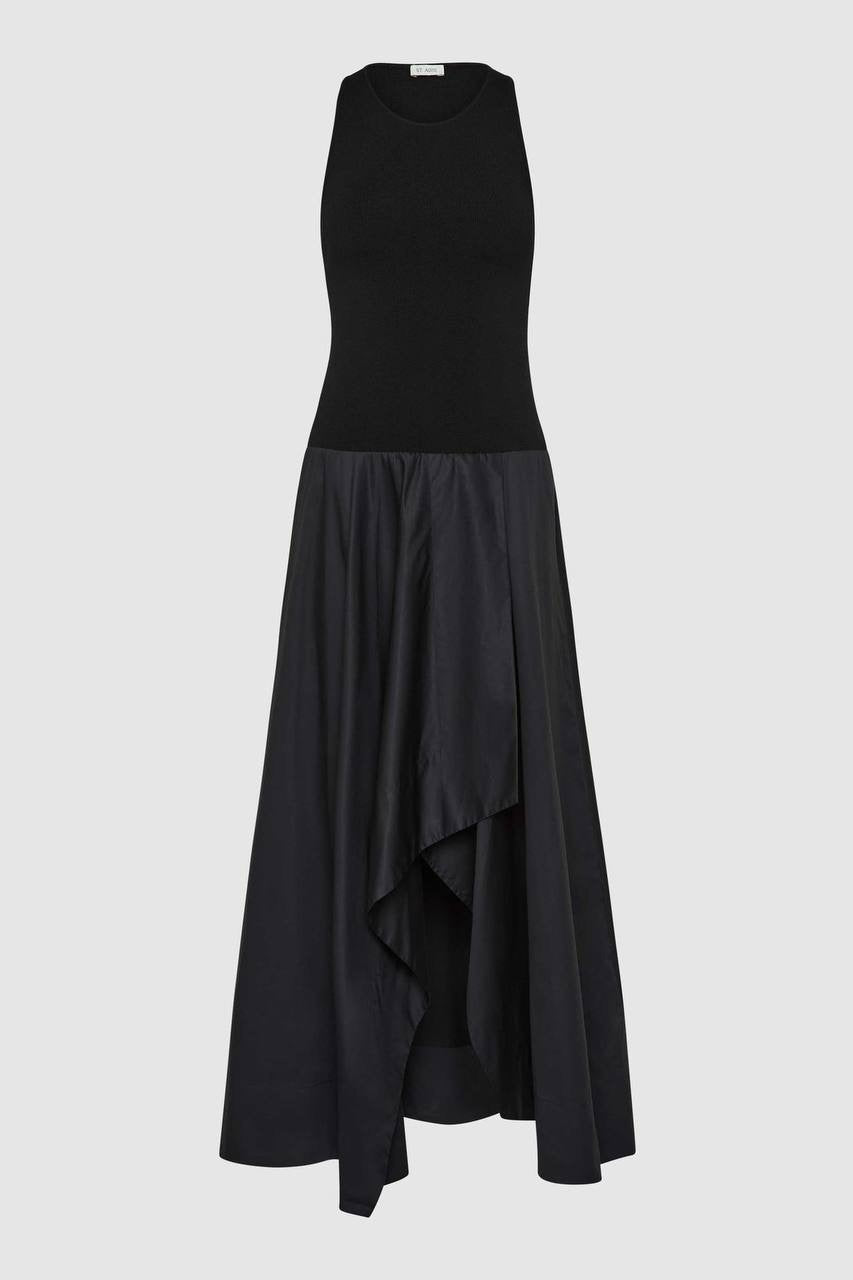 SA Knit Bodice Asymm Viscose-blend Midi Dress