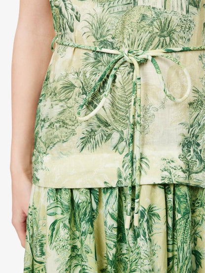 ALM Sara Cotton-Silk Sleeveless V-neck Midi Dress