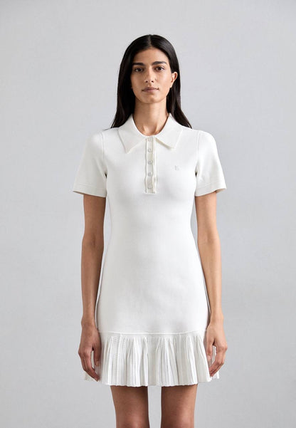 SD White Knitted Polo Mini Dress
