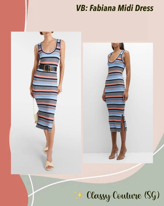 VB Fabiana Striped Knit Bodycon Midi Dress