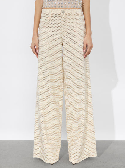 AO Trish Rhinestone Embellished Low-Rise Wide Leg Jean Pants