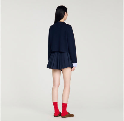 SD Striped Contrast-Trim Wool-Blend Polo Cardigan