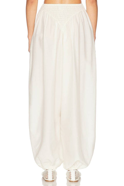 HS Smocked Tunic Bandeau Top | Balloon Pant | Wool-Silk Set