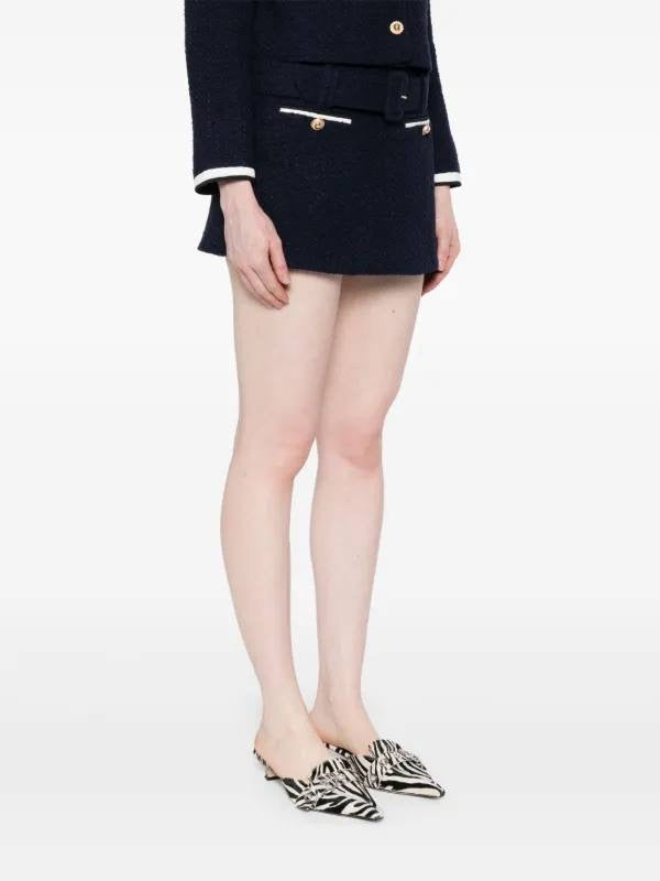 SP Boucle Contrast Collar Cropped Jacket | Tweed Skort | Yellow & Navy Set