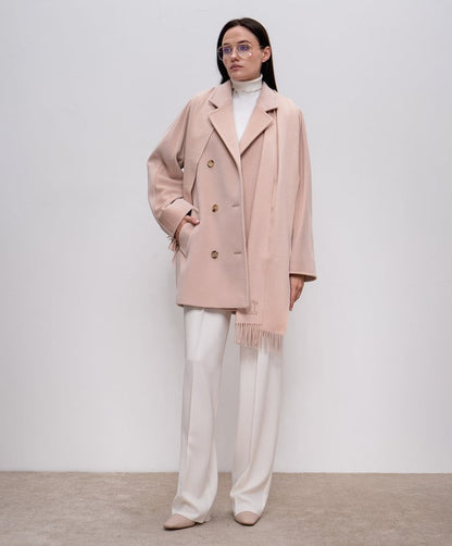 MM Rebus 101801 Double Breasted Wool and Cashmere Short Icon Coat