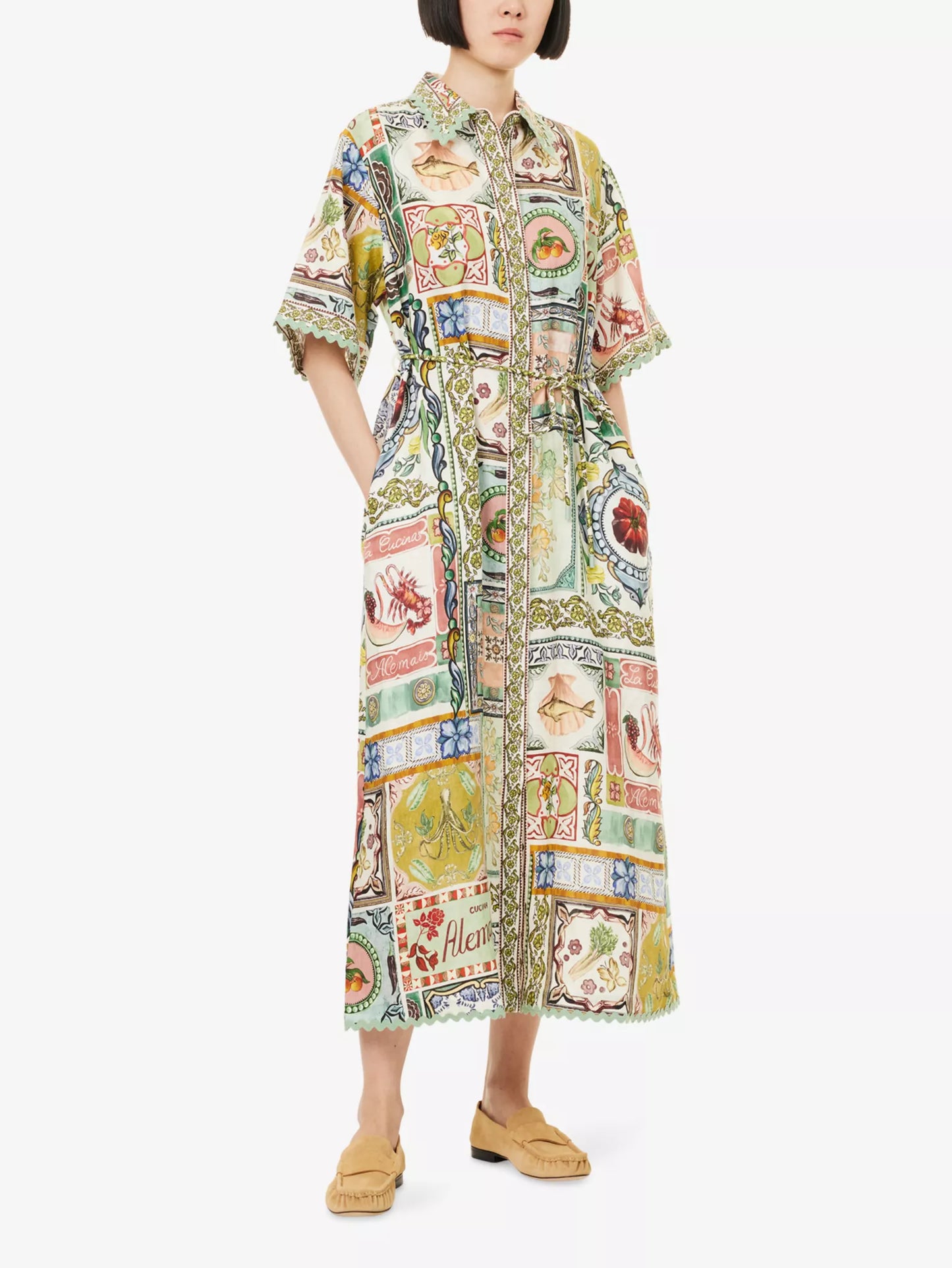 ALM Tommasina Linen Midi Dress Shirtdress