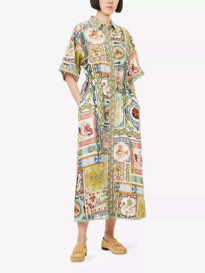 ALM Tommasina Linen Midi Dress Shirtdress