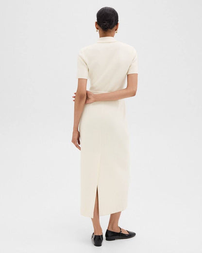 TH Military Merino Wool Blend Crepe Midi Dress