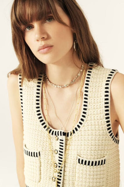 BA Gustave Sleeveless Cotton-blend Knit Cropped Vest