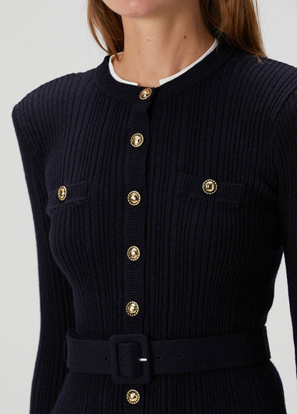 SP Navy Viscose Knit Mini | Midi Dress