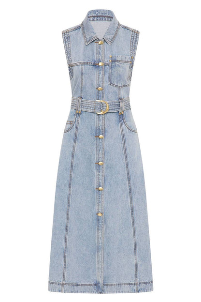 AJ Ray Denim Mini | Midi Dress