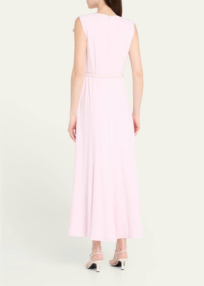 RM Bow Embellished Satin Crepe Belted Maxi Dress