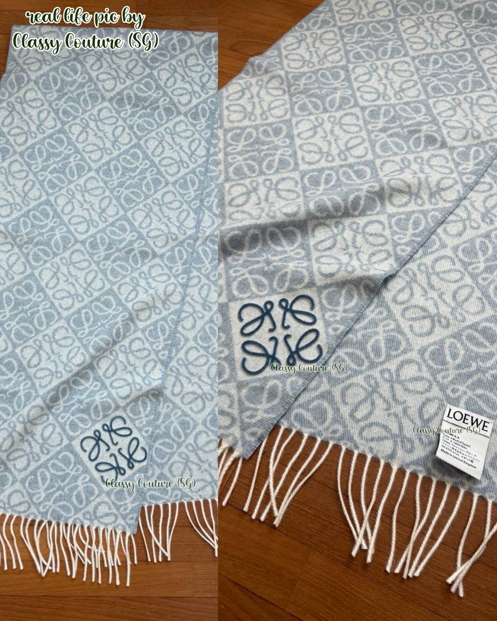 LW Anagram Scarf in Wool and Cashmere 180x38cm