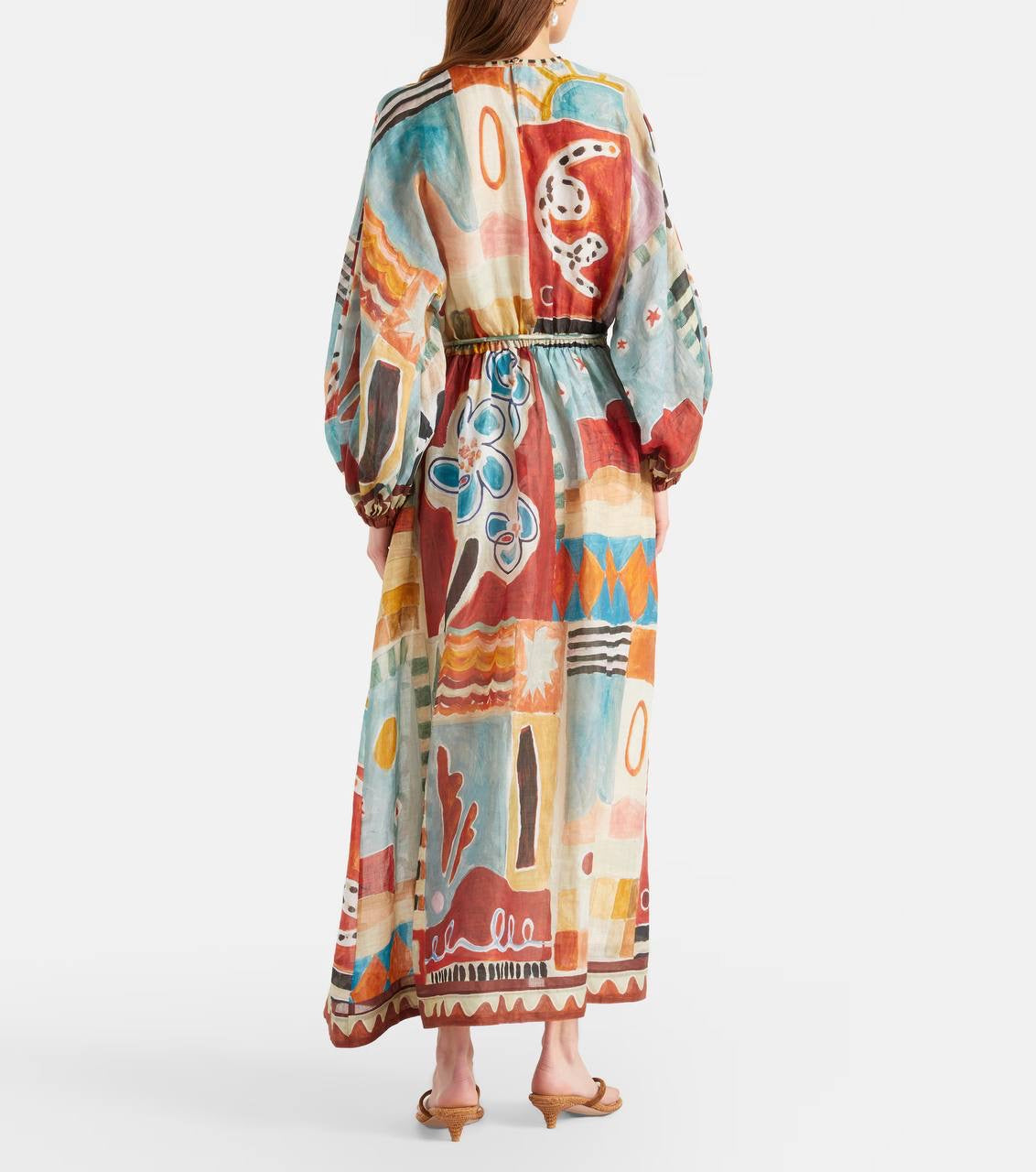 ALM Michelle Printed Ramie Midi Dress