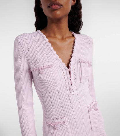 SP Pink Pearl Trim Knit Mini Dress