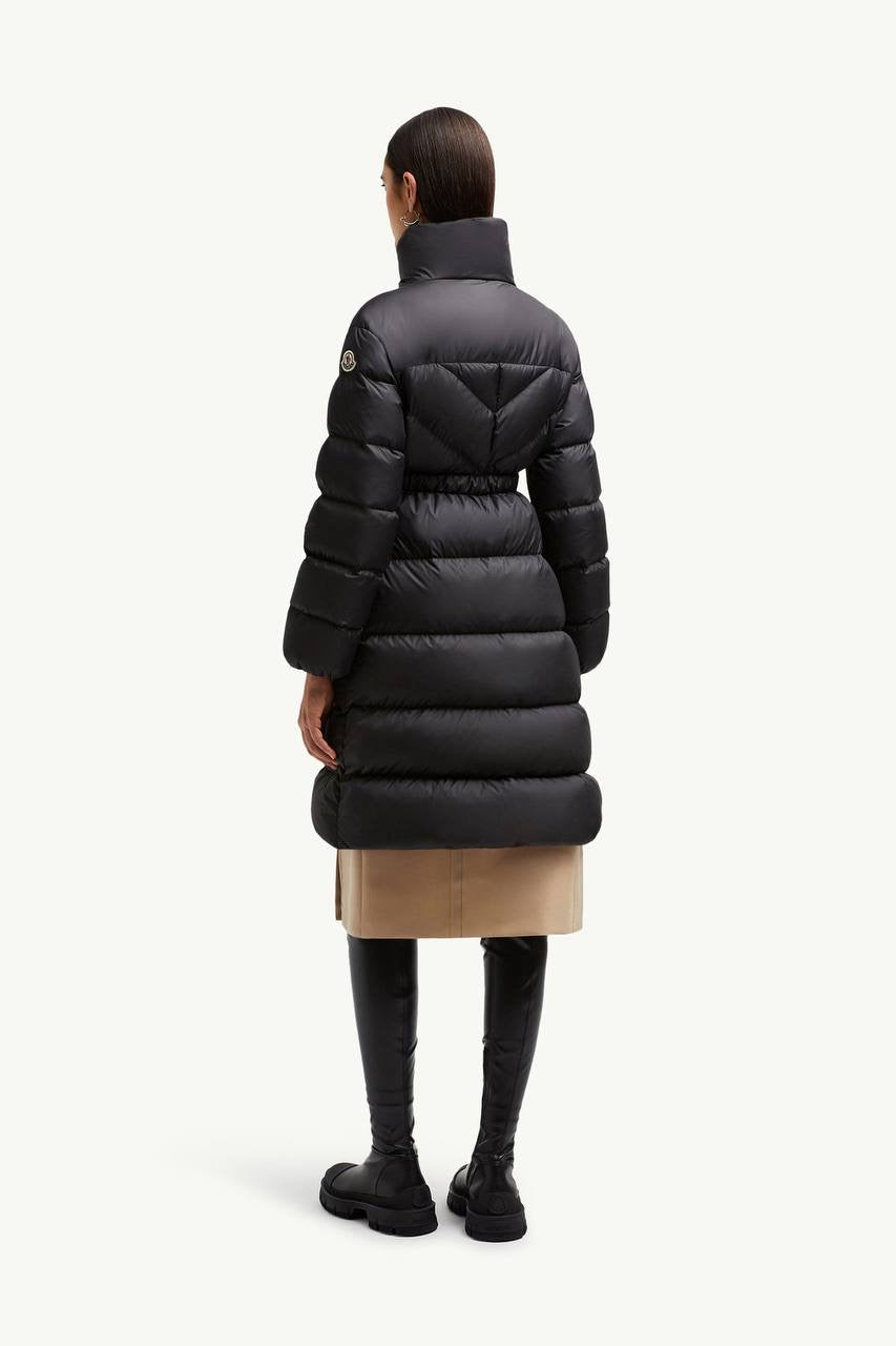 MC Brou Diagonal-Quilted Belted Long Down Jacket