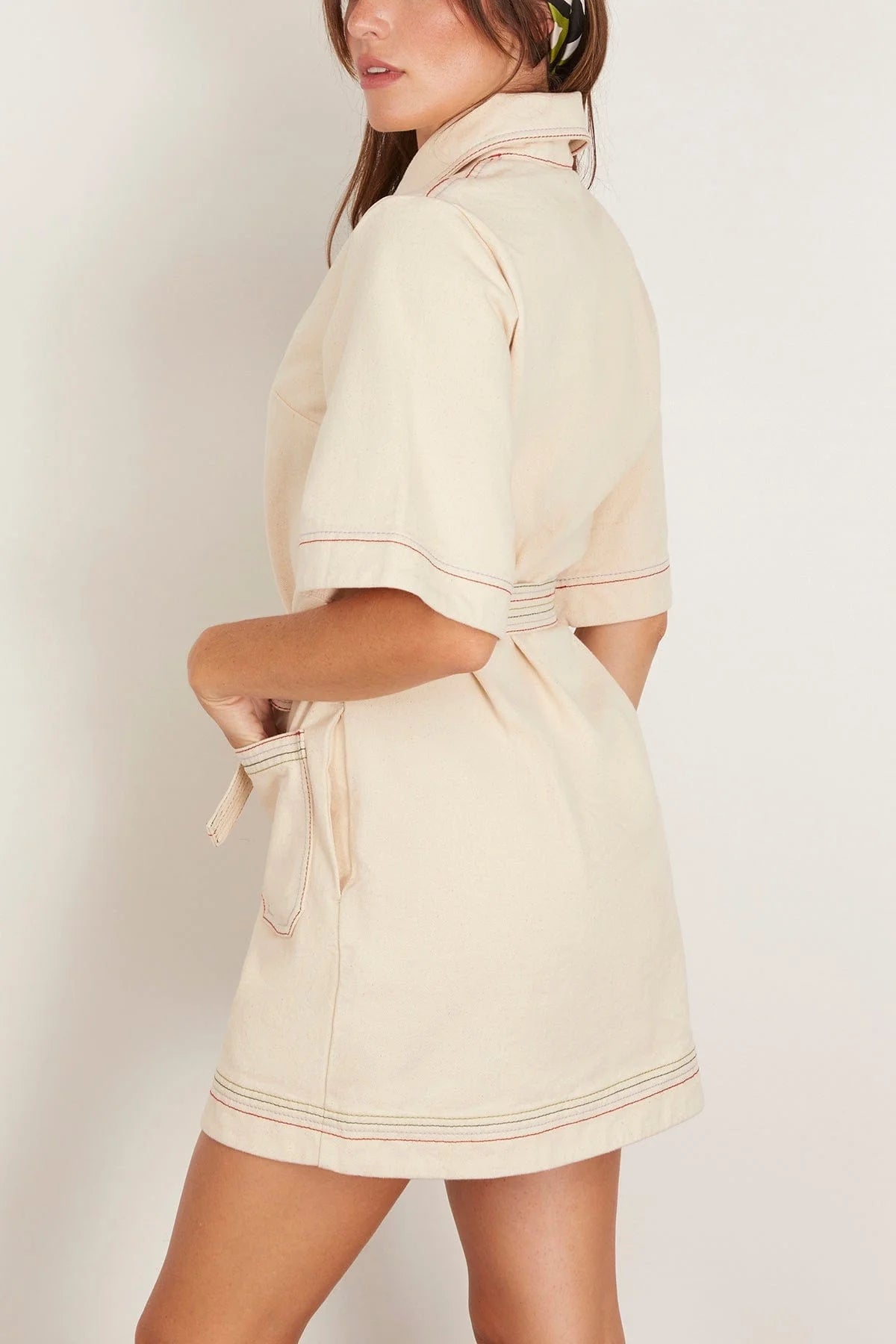 ALM Norma Denim Cotton Mini Dress Shirtdress