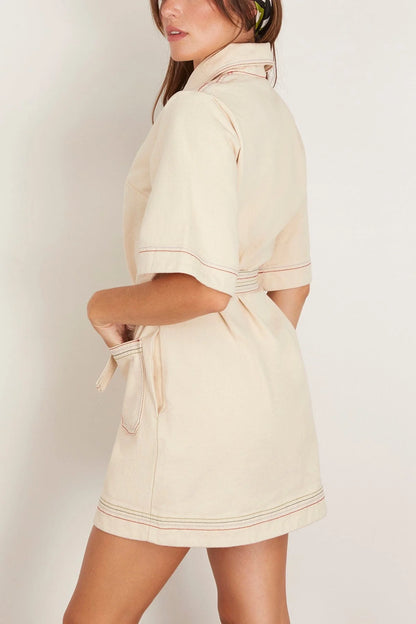 ALM Norma Denim Cotton Mini Dress Shirtdress