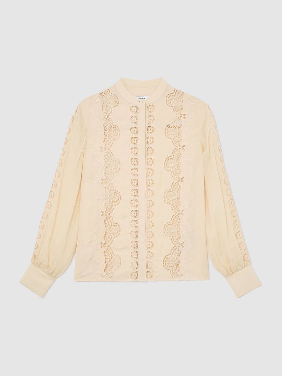 RS Mia Cutwork-Embroidery Sheer-Sleeve Blouse Top