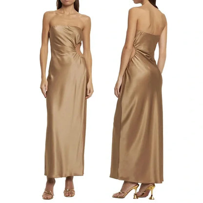 SALE! Ref Nevaeh Satin Cut Out Strapless Midi Maxi Dress