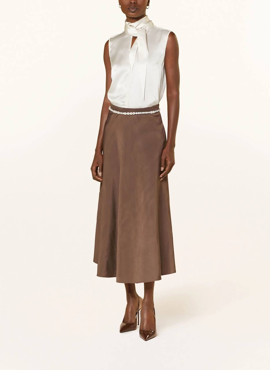 DS SENSE OF SHINE Sleeveless Silk Blouse Scarf Top