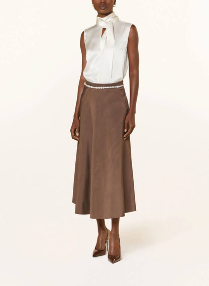 DS SENSE OF SHINE Sleeveless Silk Blouse Scarf Top