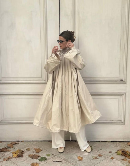TOT Gathered Parachute Cotton Blend Trench Coat